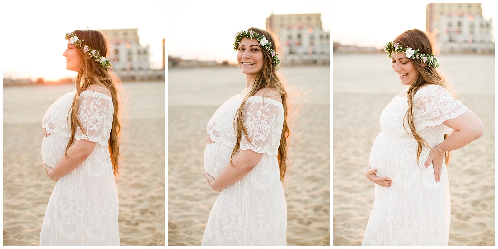 asbury park maternity session sunset maternity sesssion mom to be beach maternity session flower crown photo inspo